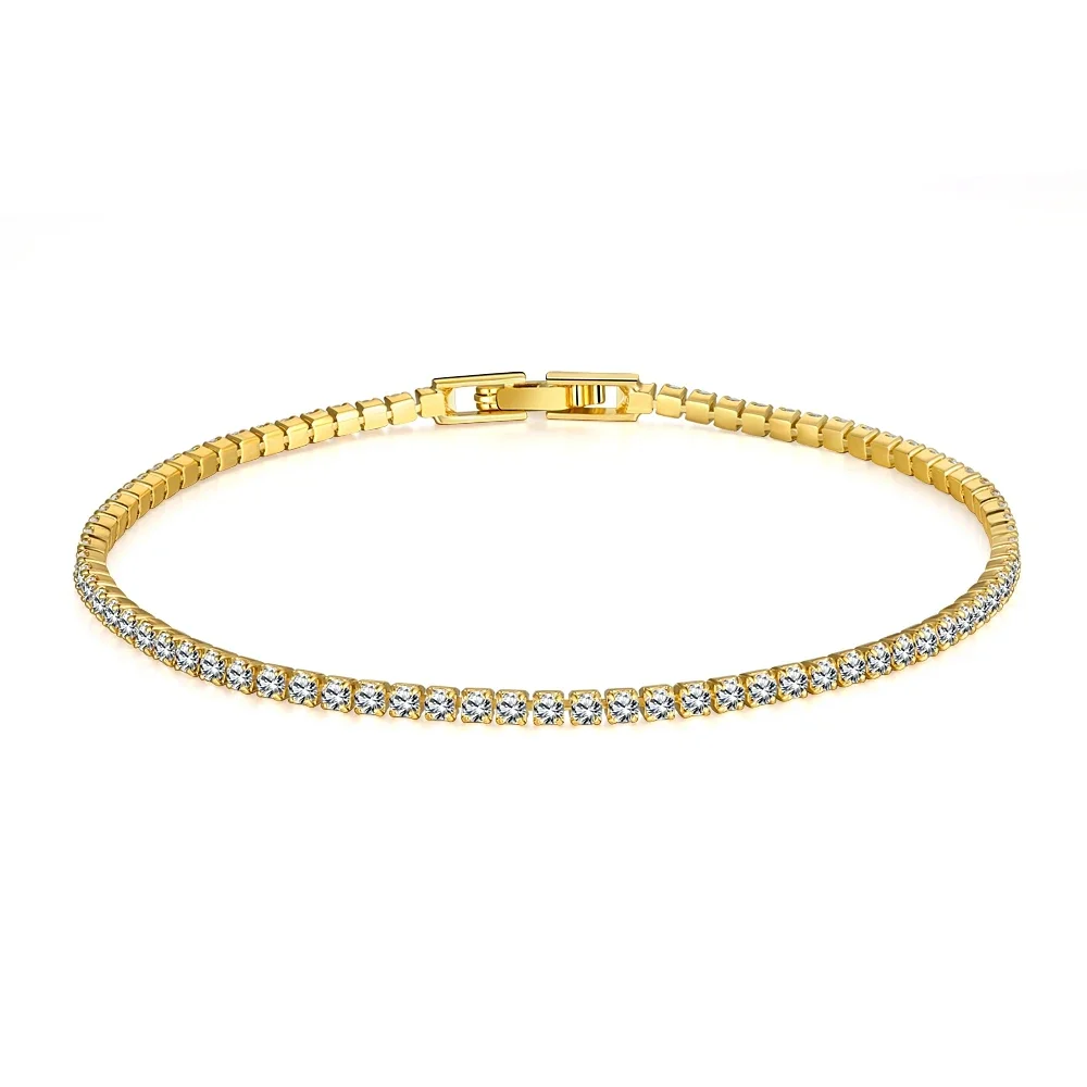 

Sterling 925 Silver Jewelry 16cm to 19cm Tennis Bracelet 2mm Zirconia Anniversary Gift Genuine Sterling Silver Bracelet
