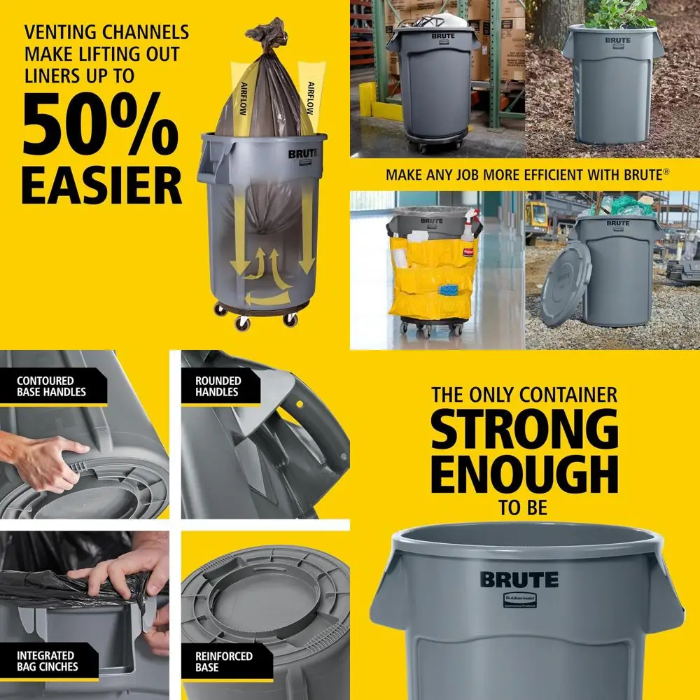 

10-Gallon Yellow BRUTE Outdoor Heavy-Duty Trash Can for Commercial Use