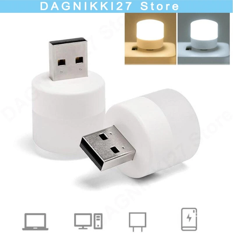 Small 5V USB port Book reading Lights Pocket Mini LED Night Light bulb Lamp camping Powerbank Charging Round Eye Protection V27