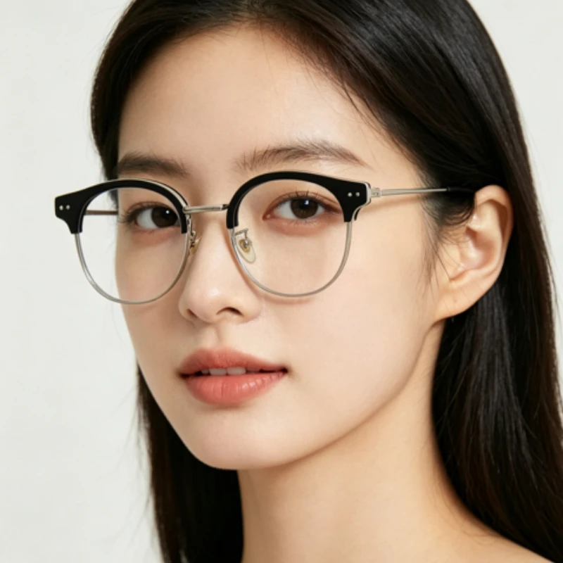 Retro Half-frame Anti-blue Light Glasses Men Fashion Rectangle Semi Rimless Eyewear Women Office Computer Goggle Driving Eyewear