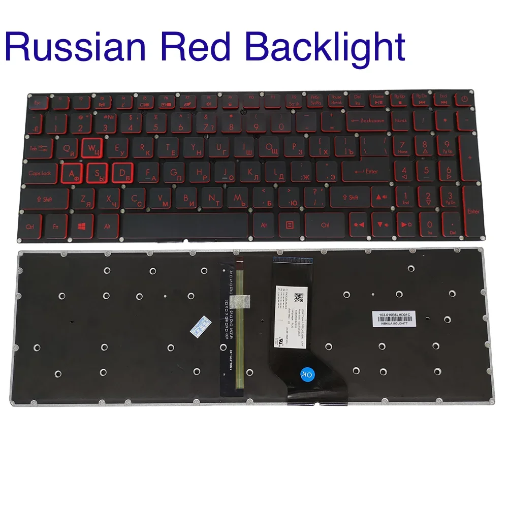 5pcs US RU Latin Spanish Brazil Keyboard Backlight For Acer Nitro 5 AN515-51 N16C7 N17C1 AN515-41-42 AN515-52 AN515-53 IV5T-A50B