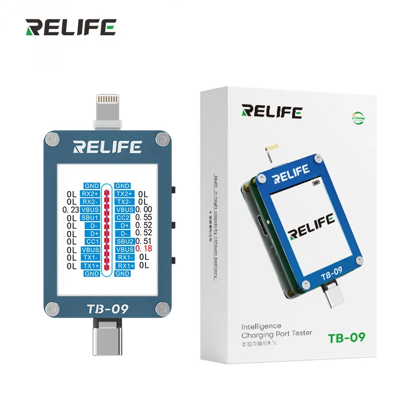 RELIFE TB-09 Lightning Type-C Interface Charging Port Tester Intelligent Automatic Detection Charging Port Testing Tool