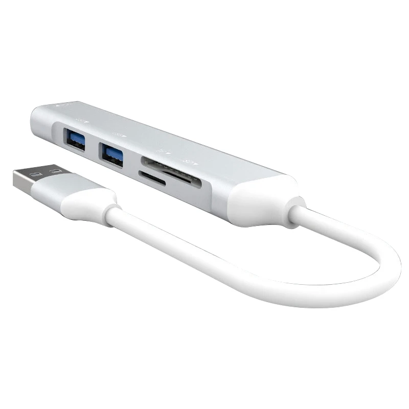 USB HUB 3.0 USB-A Hub Splitter 5 Port USB3.0 مع قارئ بطاقات TF/SD نقل البيانات عالي السرعة للكمبيوتر المحمول سهل الاستخدام أ