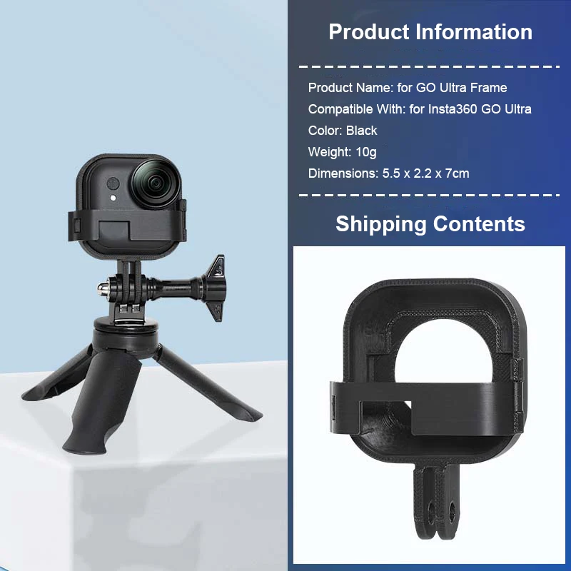 

Mount Adapter for Insta360 Go Ultra Bundle Protective Frame Cage Kit with ARCA-type Adapter Action Camera for Tripod Selfie
