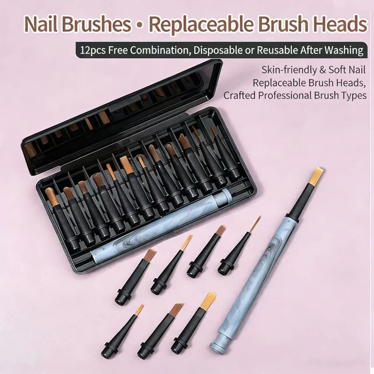 

Professional Nail Art Brush Set with Black Handle Manicure Tools for Nail Gel Polish Painting Design