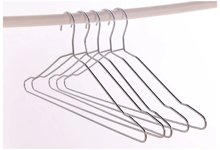 5 Pcs 40cm Stainless Steel Coat Hanger Household Hanging Cloth Rack Thick Thickened Large Size Cool Drying Clothes Hanger