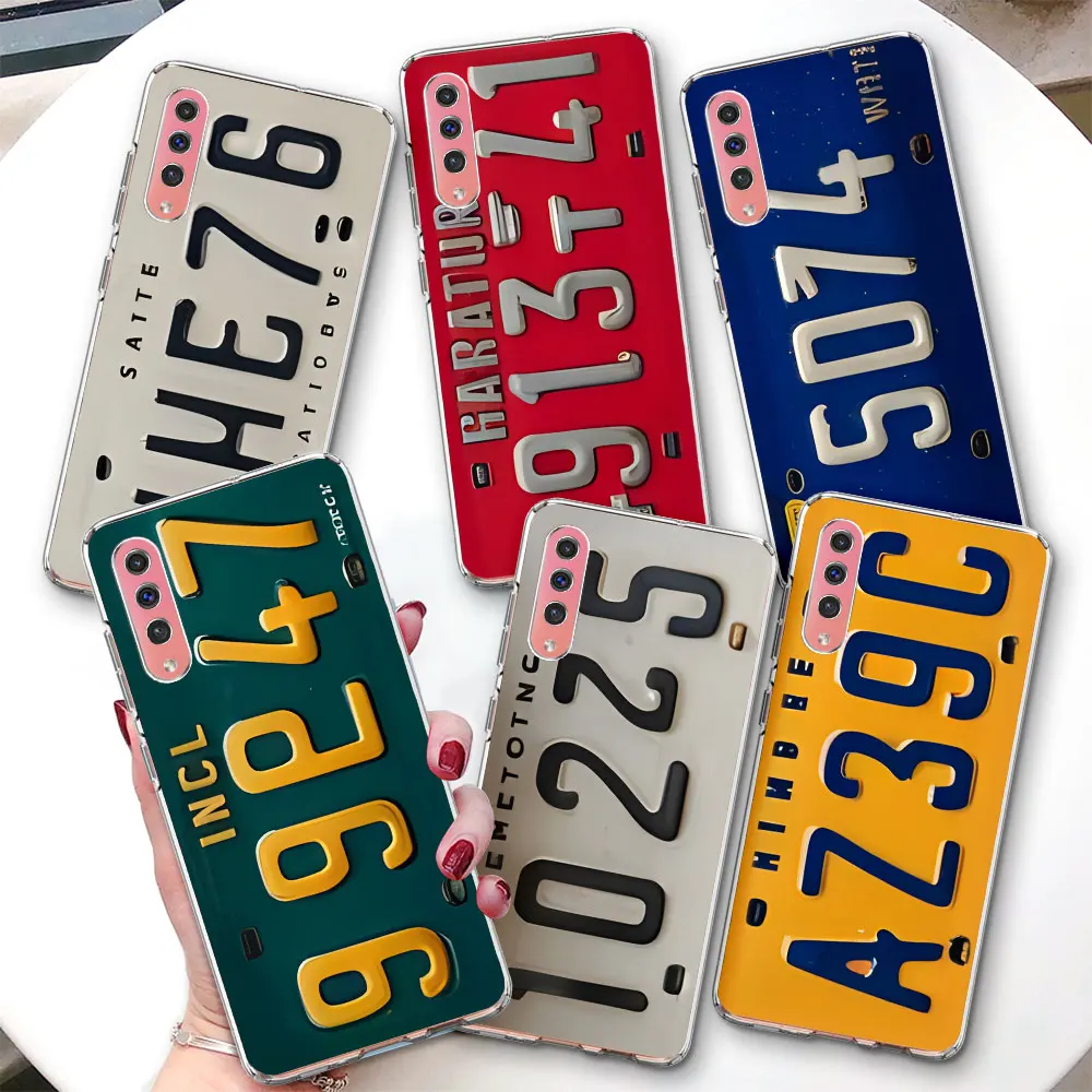 Retro License Plate Case for Samsung Galaxy A06 A07 A50 A50s A05s A20 A30 A05 A20s A30s A02s A04s TPU Transparent Phone Cover