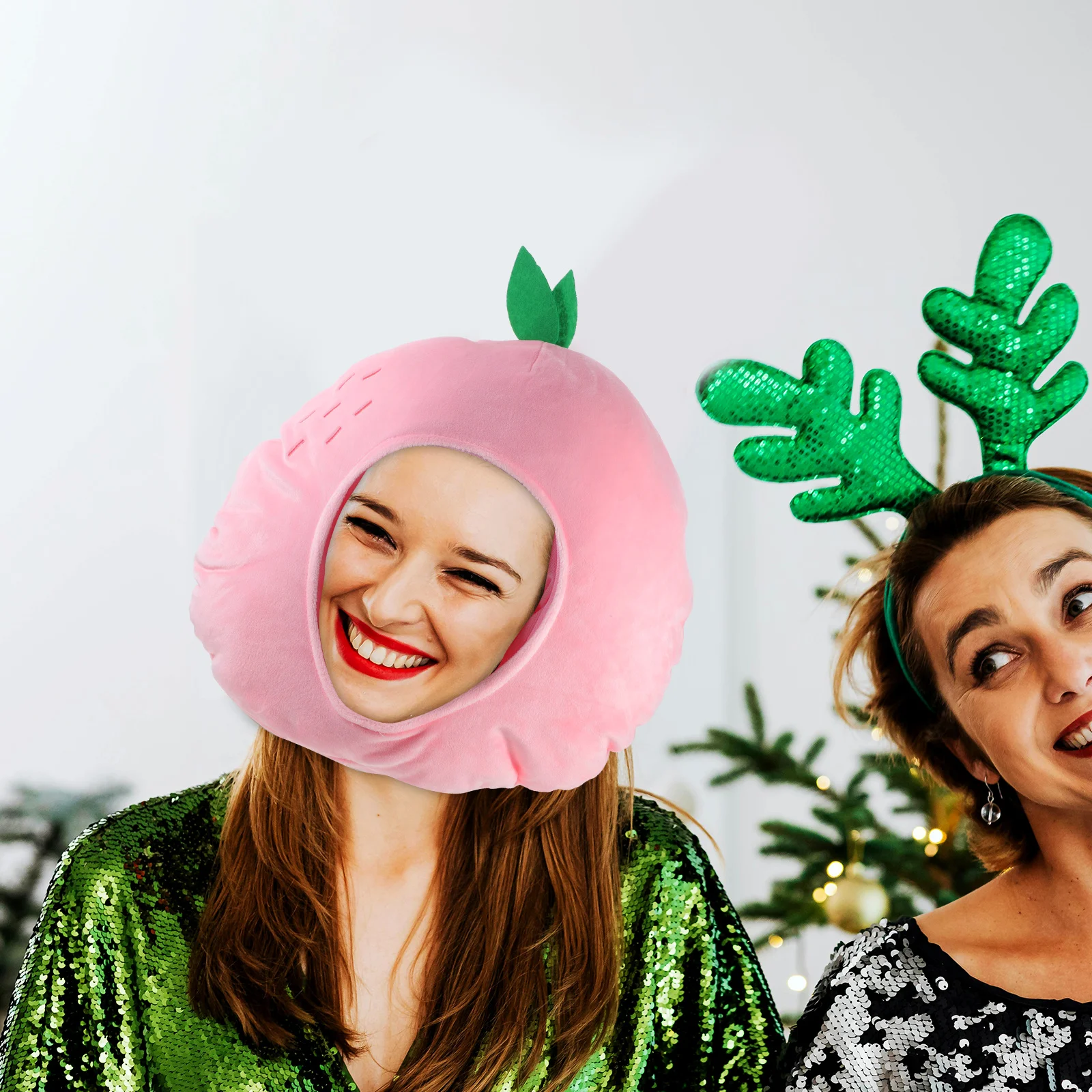 

1pc Peach Head Hat Soft Comfortable Wearable Unique Party Decoration Novelty Costume Accessory Carnival Headdress Dance