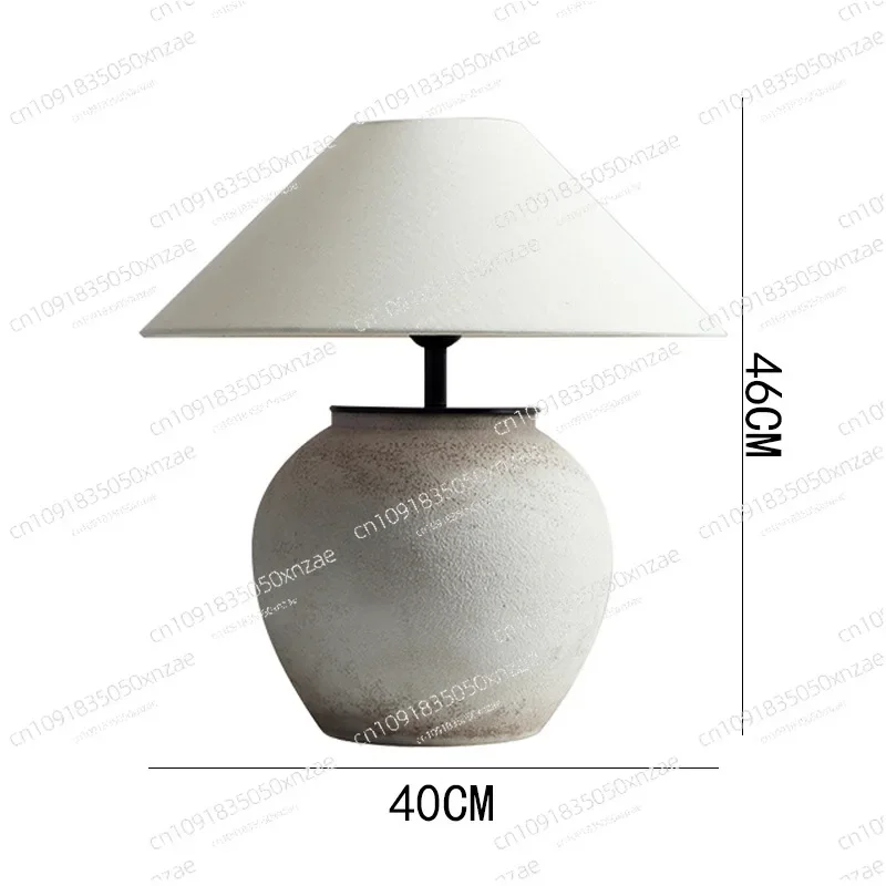 

Cream wind pottery pot table lamp designer homestay living room zen Japanese decoration bedroom retro table lamp