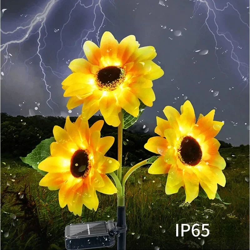 Simulated Outdoor Solar Sunflowers Smart Sense Garden Lights Yard Wedding Thanksgiving Decor Light Waterproof LED Lawn Light