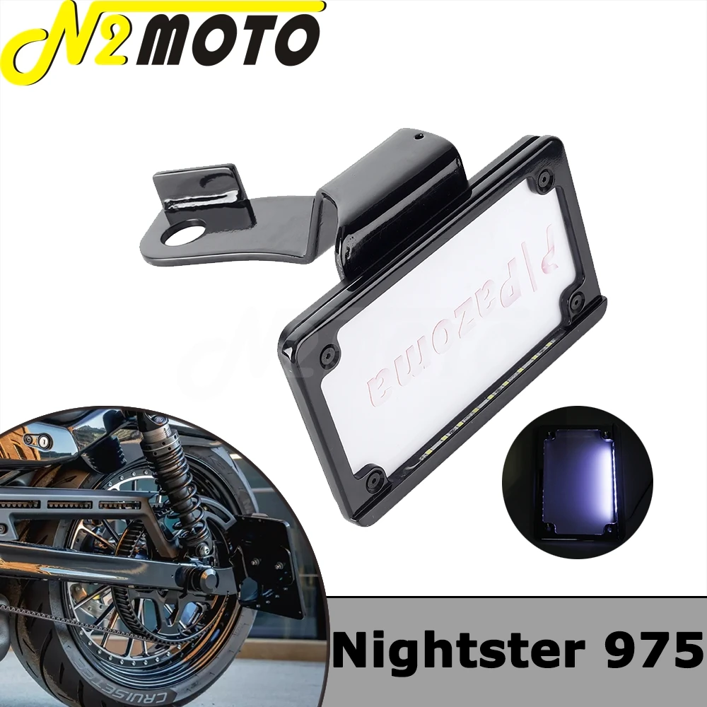 

For Harley Nightster 975 RH975 22-23 Motorcycle Swingarm LED License Plate Bracket Motorbike Left Side Mount Number Plate Frame