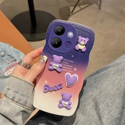 For Tecno Spark Go 2023 Case Soft Silicone Waves Back Cover 3D stereoscopic Cute Bear Tecno SparkGo 2023 Phone Case