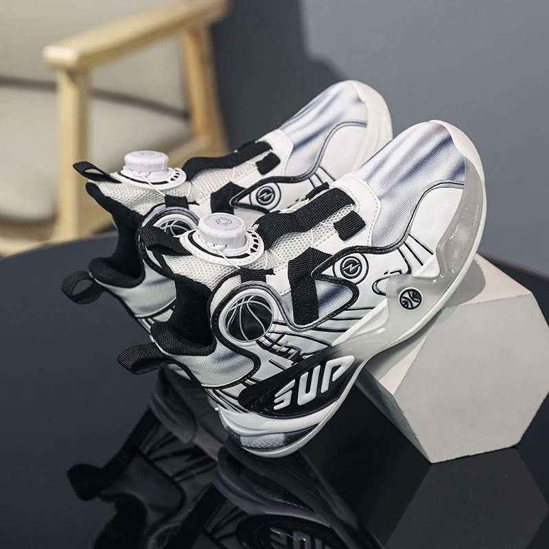 

New net surface breathable children's sports shoes boys students soft sole combat anti-slip shock absorbing basketball shoes