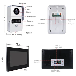 WLAN-Wi-Fi Campano-System, 1080p-Intercom-Türkamera, 7-Space-Touchscreen, Video-Intercom, 32 GB SD-Karte 8 Hauptverkaufsgatekamera - №1