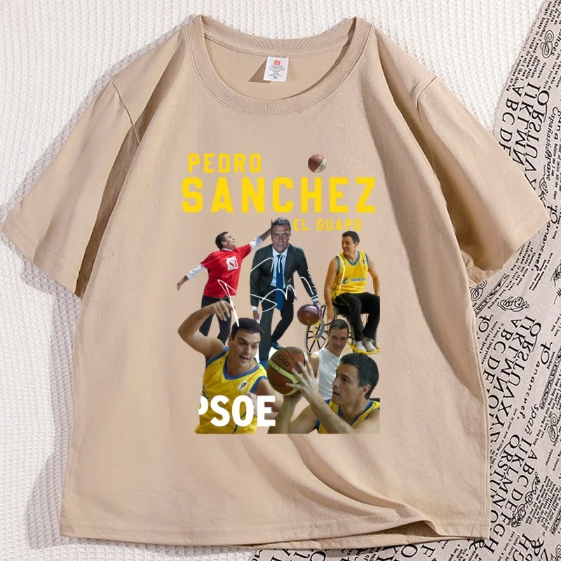 

Pedro Sanchez Spain PSOE Cotton T-Shirt Men Women Casual Short Sleeve Vintage T-Shirts O Neck Tee Shirt Oversize Pattern Tops