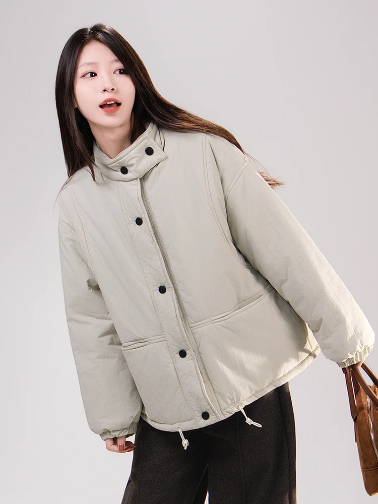 

Женское зимнее теплое пальто Cotton Jaet свободного кроя Artisanal Commuter Sle, простой дизайн, воротник-стойка с ket Long Sve