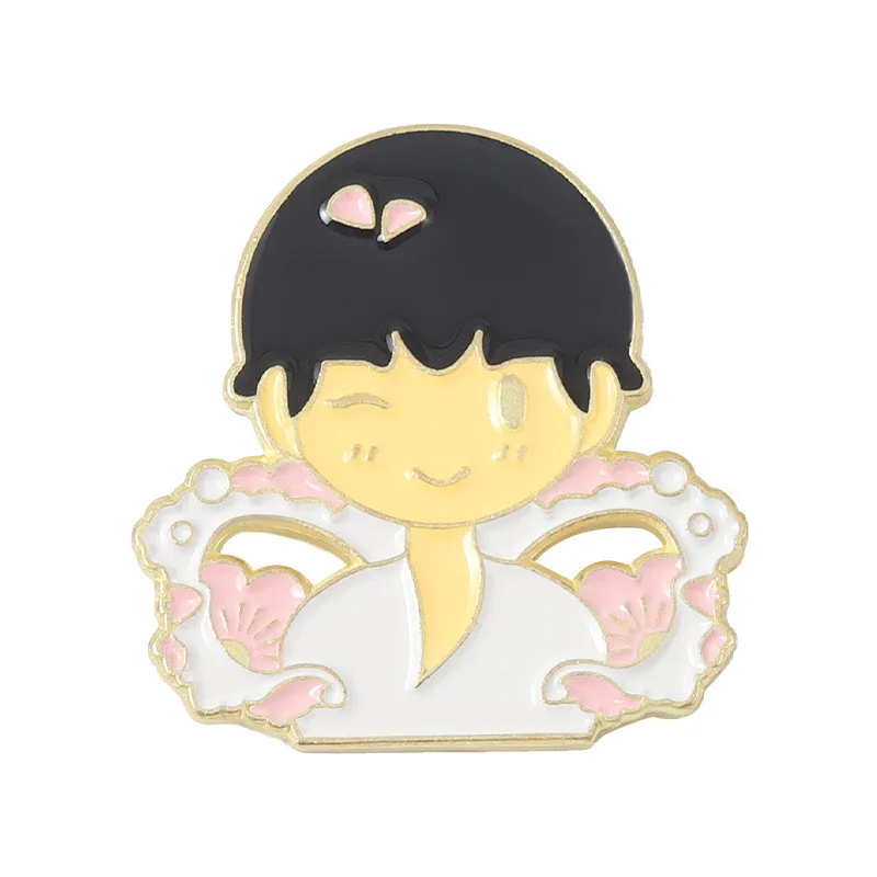 Cartoon Yuzuru Hanyu Enamel Brooch Cute Figure Skating Doll Alloy Badge Men Women Clothes Accessories Collar Pins Jewelry Gifts