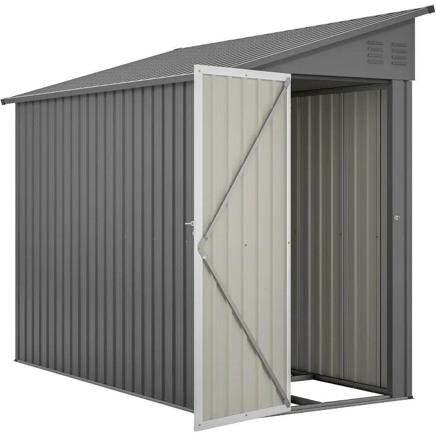 Galpão magro para armazenamento ao ar livre 4' x 8' metal parede lateral armazenamento galpões armazenamento ao ar livre armário de armazenamento de jardim para quintal pat