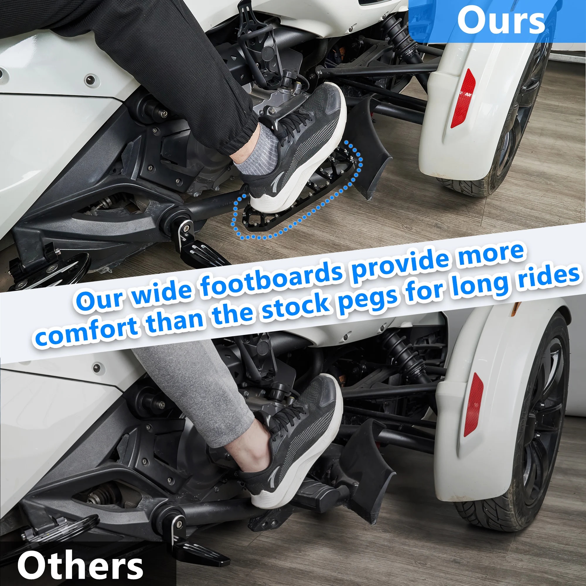 

Upgrade Your Riding Comfort: Wide Aluminum Floorboards for Can-Am Spyder F3/F3-S/F3-T (2015+) | Driver Footrest Boards