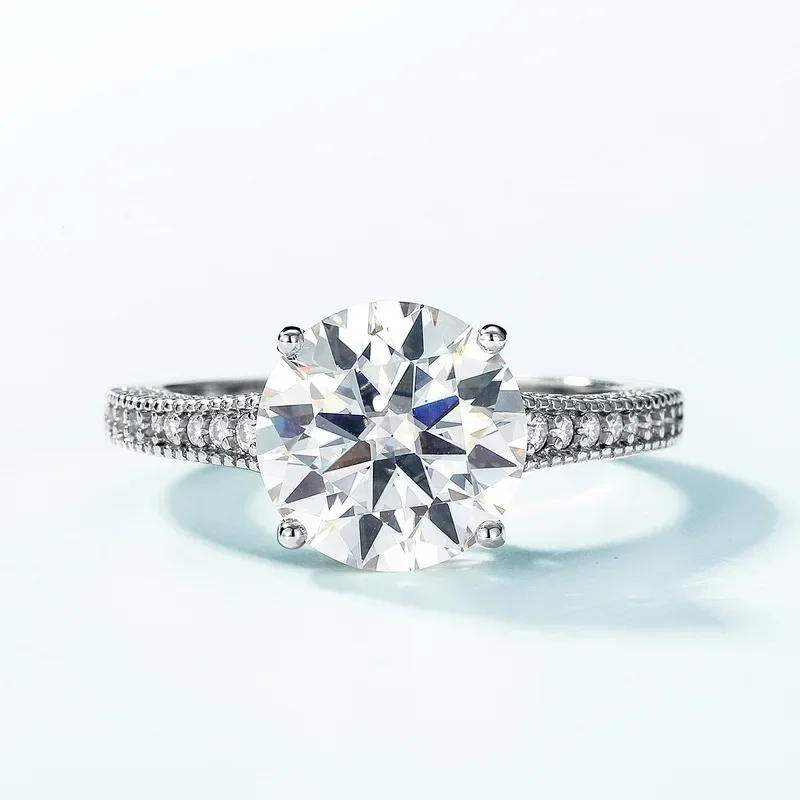 WES خاتم الماس مويسانيتي فائق التألق 925 من الفضة النقية السفلية PT950 اقتراح البلاتين والخطوبة خاتم الزوجين عالي Luxu #3