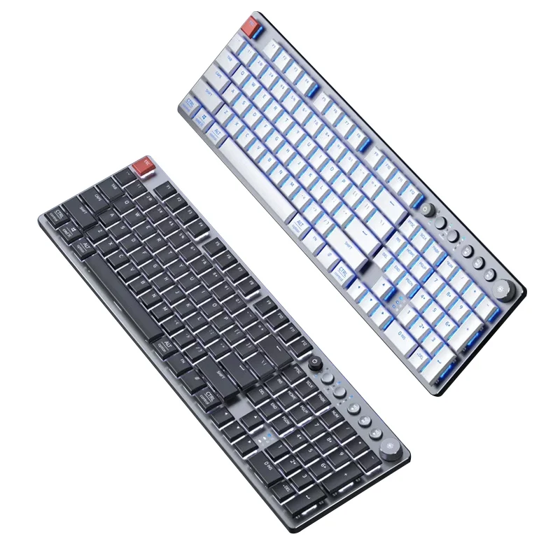 YYHC-2.4G Wireless Three-mode Bluetooth Wired Mechanical Keyboard Game Office Blue Axis Slim Low Axis Luminous Gaming Keyboard