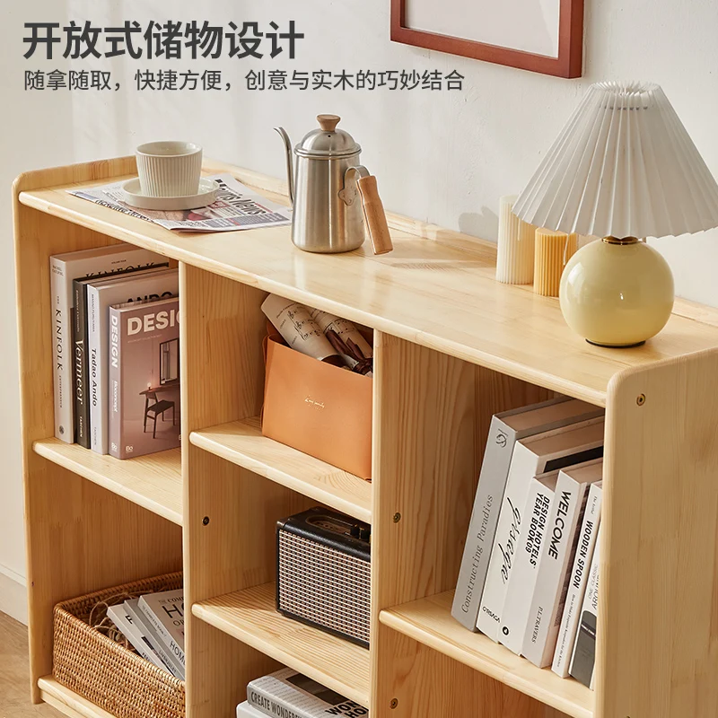 Home solid wood bookshelves, floor-to-ceiling living room,