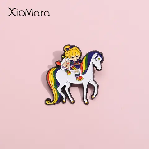 80'S Fantasy Movie Rainbow Horse Enamel Pin Cartoon Nostalgia Brooch Lapel Backpack Badge Jewelry Gifts Wholesale accessories