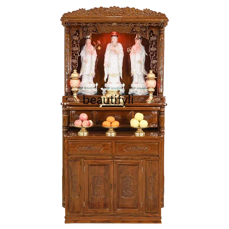 

xxqBuddha Niche Home Buddha Cabinet Guanyin Table Buddha Statue Enshrine Vertical for Buddha Cabinet