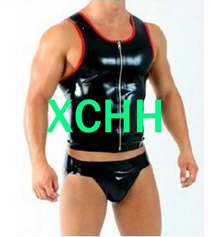 

Pure 100% Natural Latex Man Bodysuit Tank and Brifes