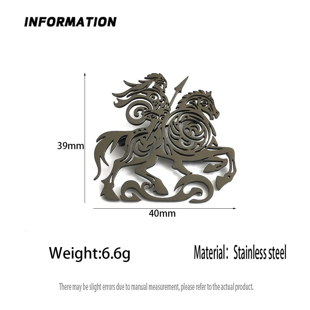 New gold-plated stainless steel men's brooch, warrior riding waterproof and non-fading brooch, suit accessories