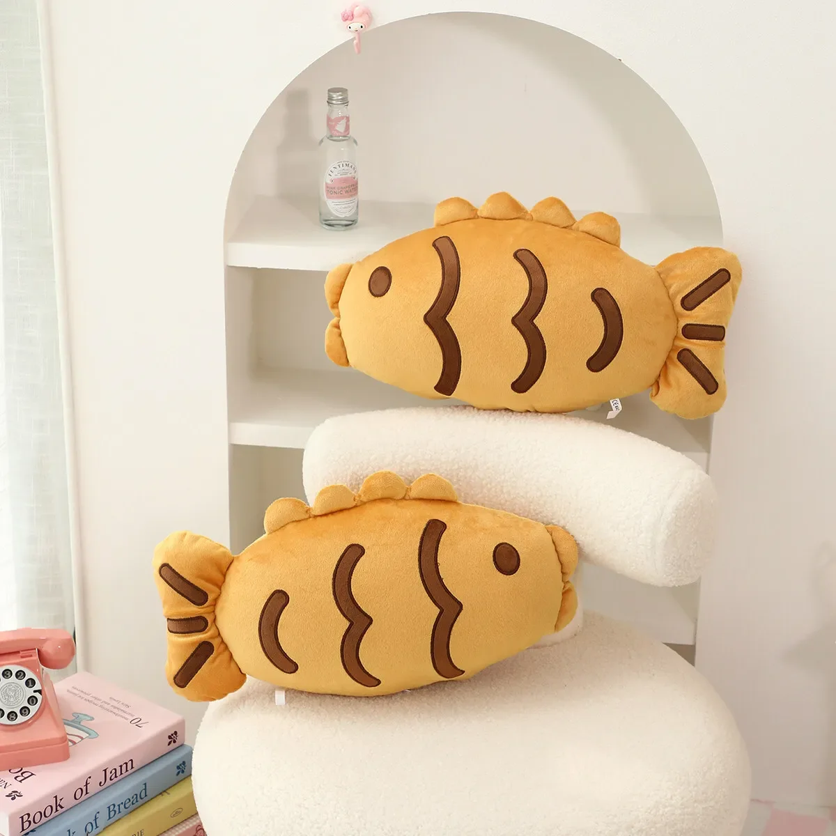1pc 40cm 일본 Taiyaki 플러시 베개 물고기 장난감 애니메이션 피규어 쿠션 만화 동물 플러시 베개 여자 친구 휴일 선물