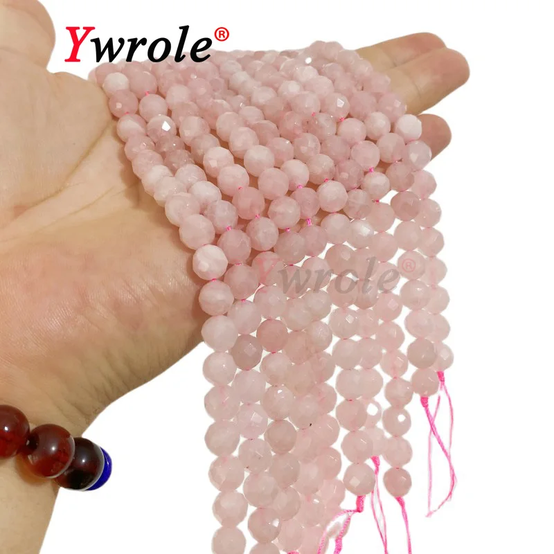 Natural Stone Faceted Rose Quartz Loose Round Spacer Beads  For Jewelry Making DIY Bracelet Handmade Accessories 6 8 10MM