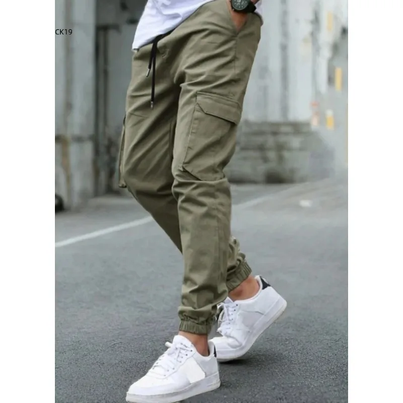 

Men's Cargo Pants Sweatpants Outdoor Bunched Long Trousers Casual Autumn Multi-Pocket Durable Workwear Male Trousers