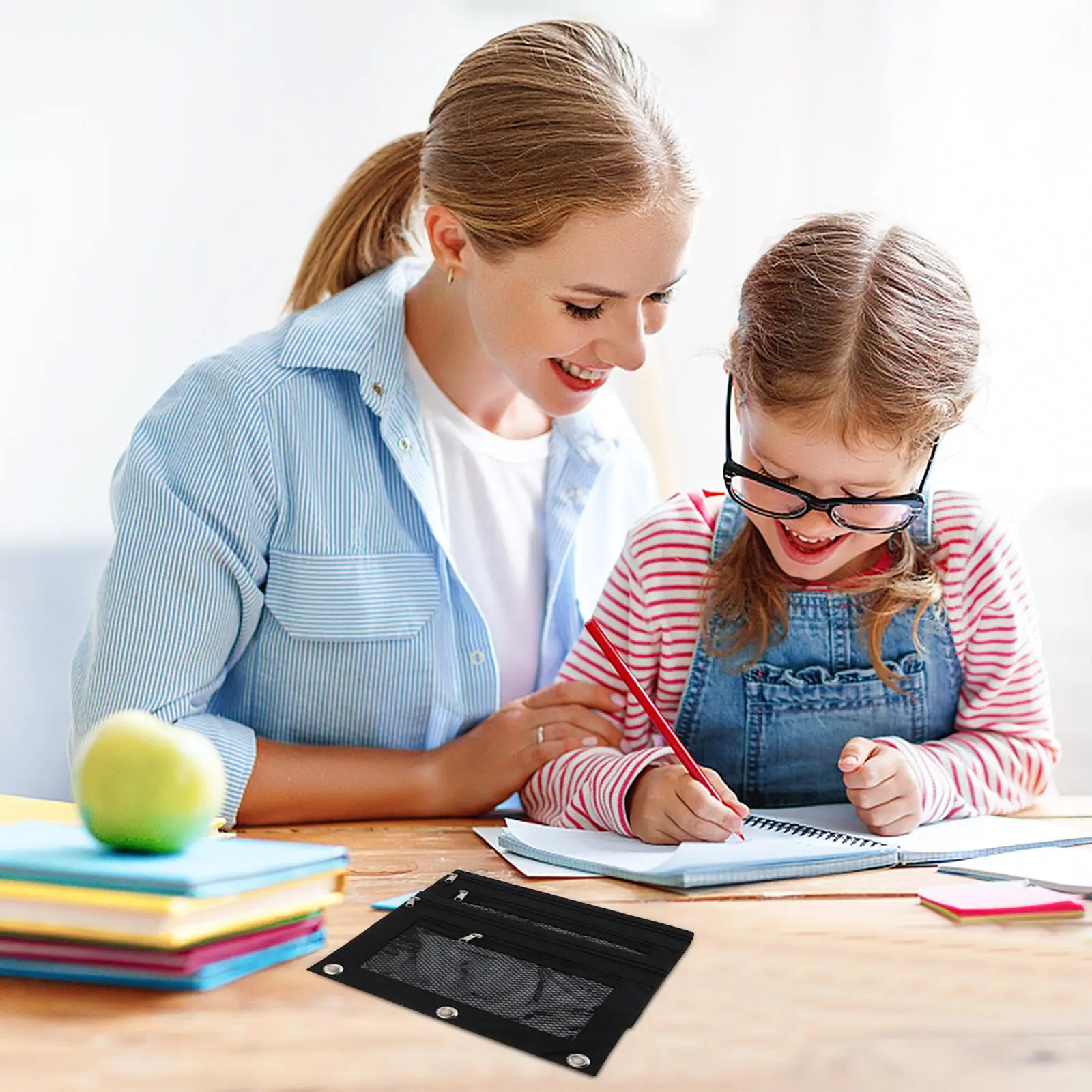 6 ชิ้น Oxford ผ้าเครื่องเขียนกระเป๋าตาข่ายหน้าต่างดินสอกระเป๋าซิปปิดโน้ตบุ๊คโรงเรียน Binder อุปกรณ์เสริมไฟล์