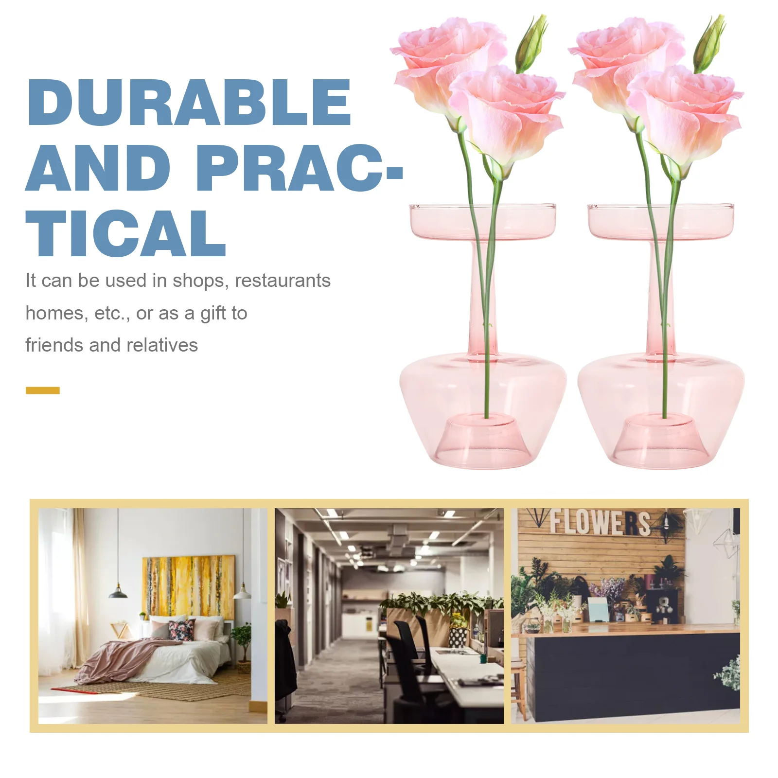 

Desktop Glass Hydroponic Vase Clear Tabletop Flower Container Decorative Vase for Living Room Office Household Plant Display