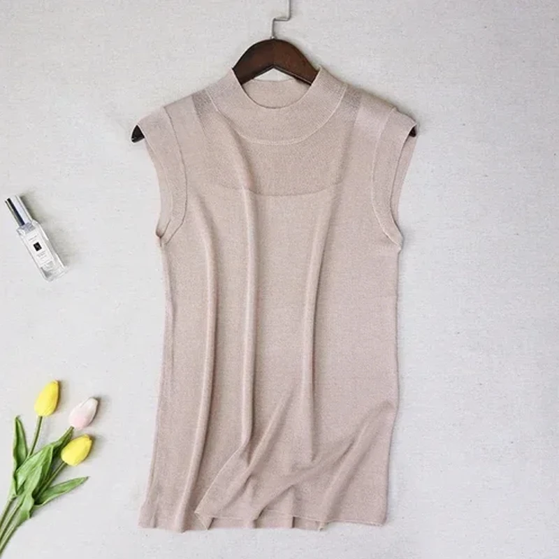 Blouse Women Blusas Mujer De Moda 2024 Verano Top Female Women Blouses Sleeveless Knitted Blouse Shirt Tops Women Blusa B494