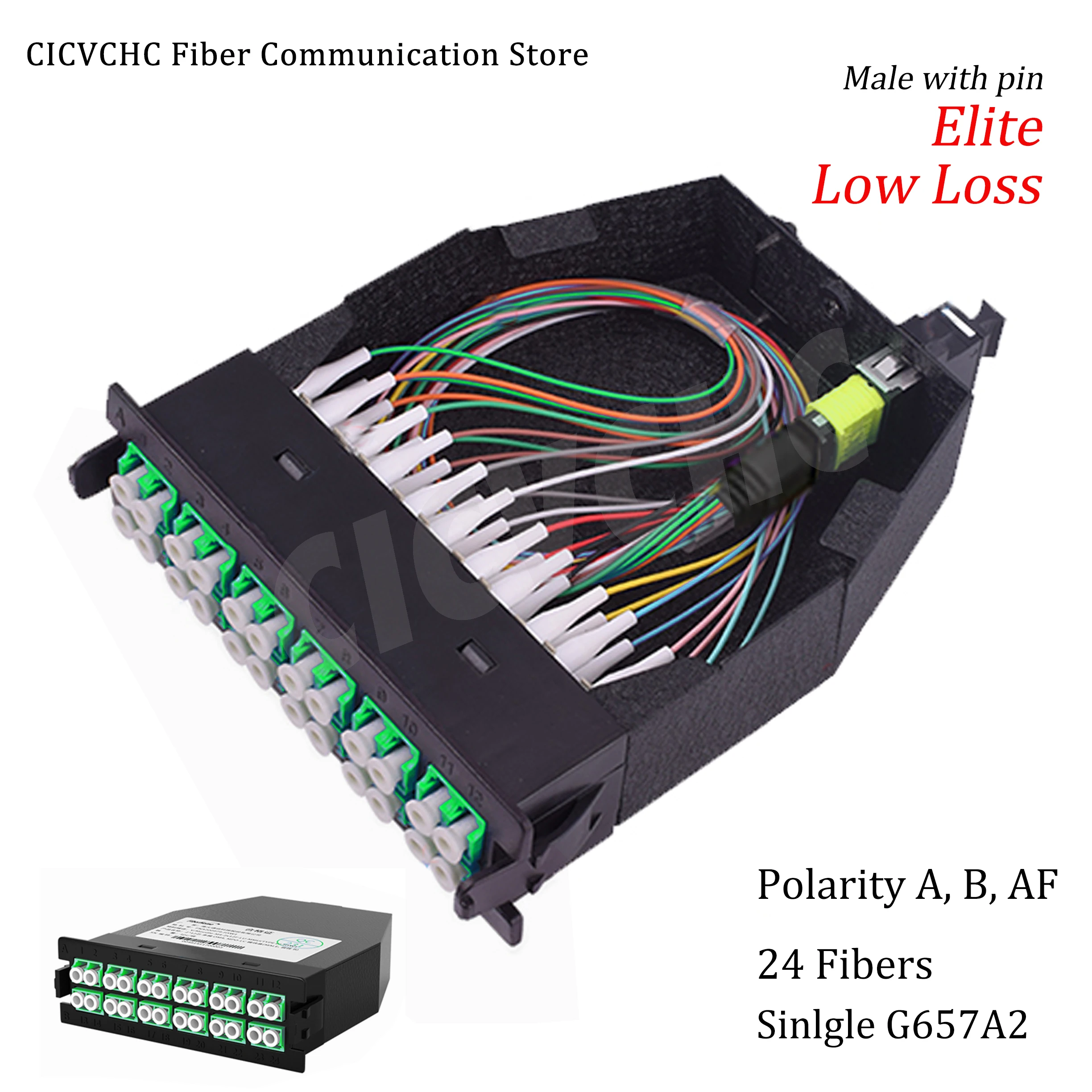 24 Fibers High Density MPO/APC to LC/APC Conversion Cassette Module, G657A2, LGX Box, Polarity A, AF, B