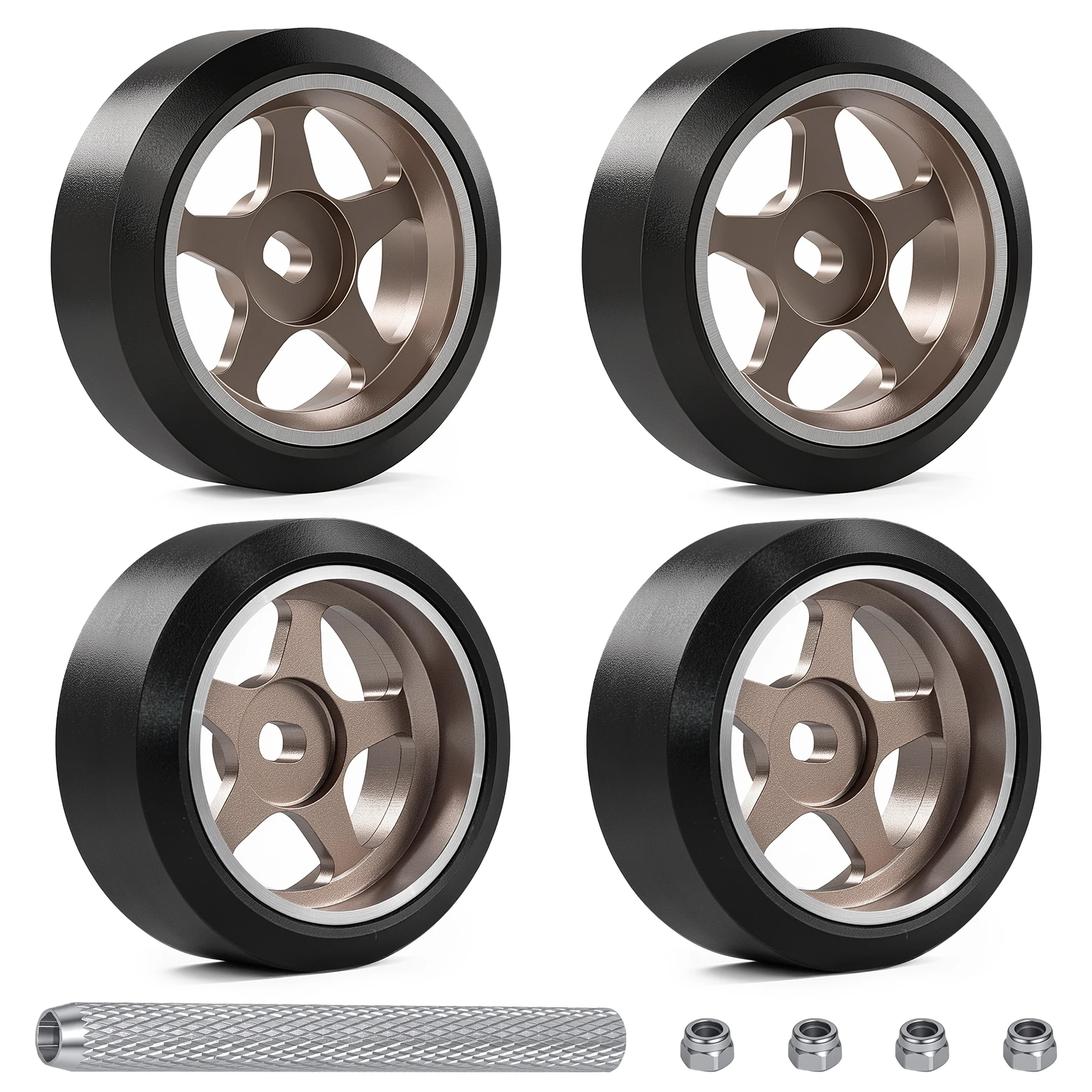 4pcs 2N2W 25mm Aluminum Wheel hub with Drift tires for 1/28 Wltoys K989 TG Racing Mini-Z RC Car Upgrade Wheels