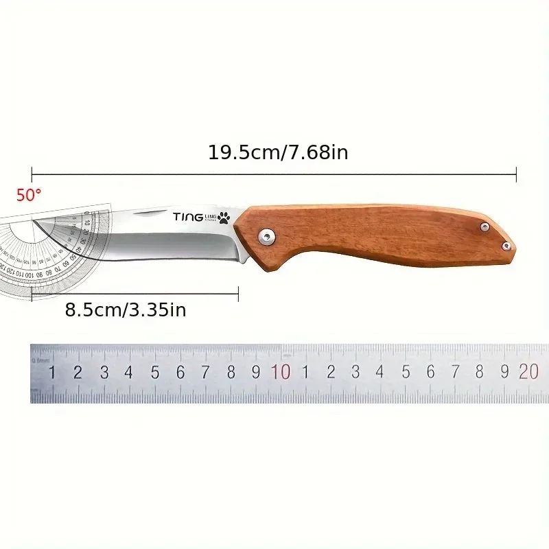 Stainless steel folding knife wooden handle thickened fruit knife sharp and durable household fruit and vegetable peeler