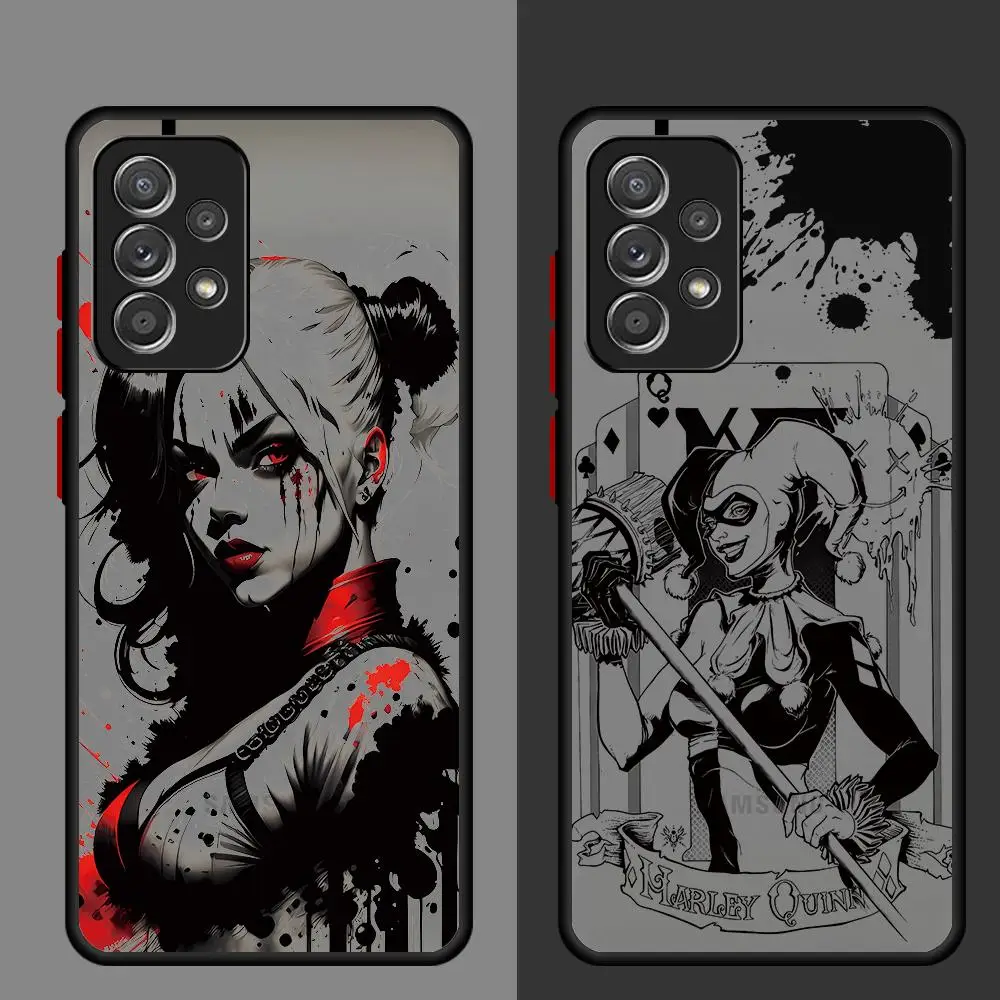 Villain H-Harley Quinn Phone Case for Samsung Galaxy  A21s A22 A23 A24 A32 A33 A34 A50 A51 A53 A54 A70 A72 A73 5G Matte Cover