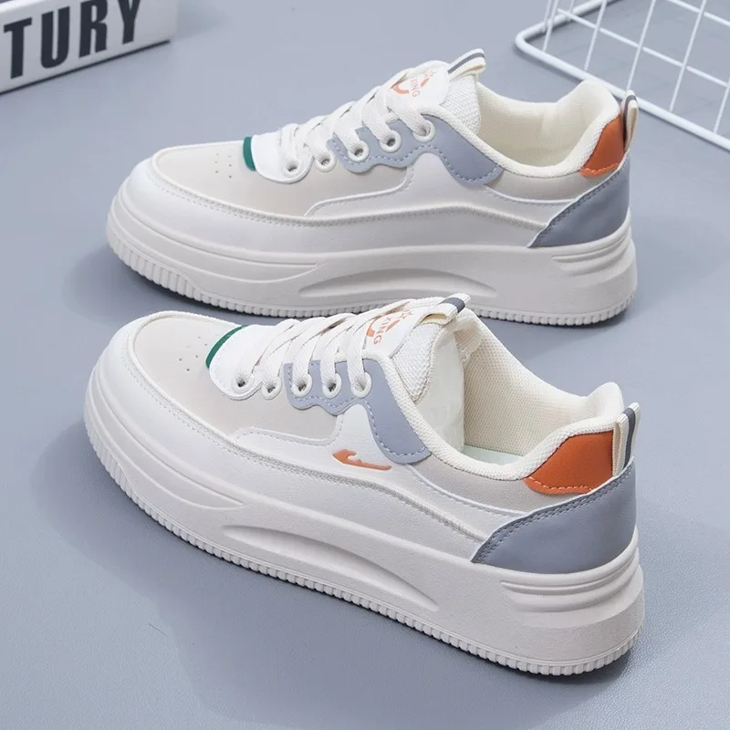 Fashion New White Shoes Woman Campus Student Sneakers Show Feet Comfortable Breathable Soft Leather Casual Shoes Sneakers Women