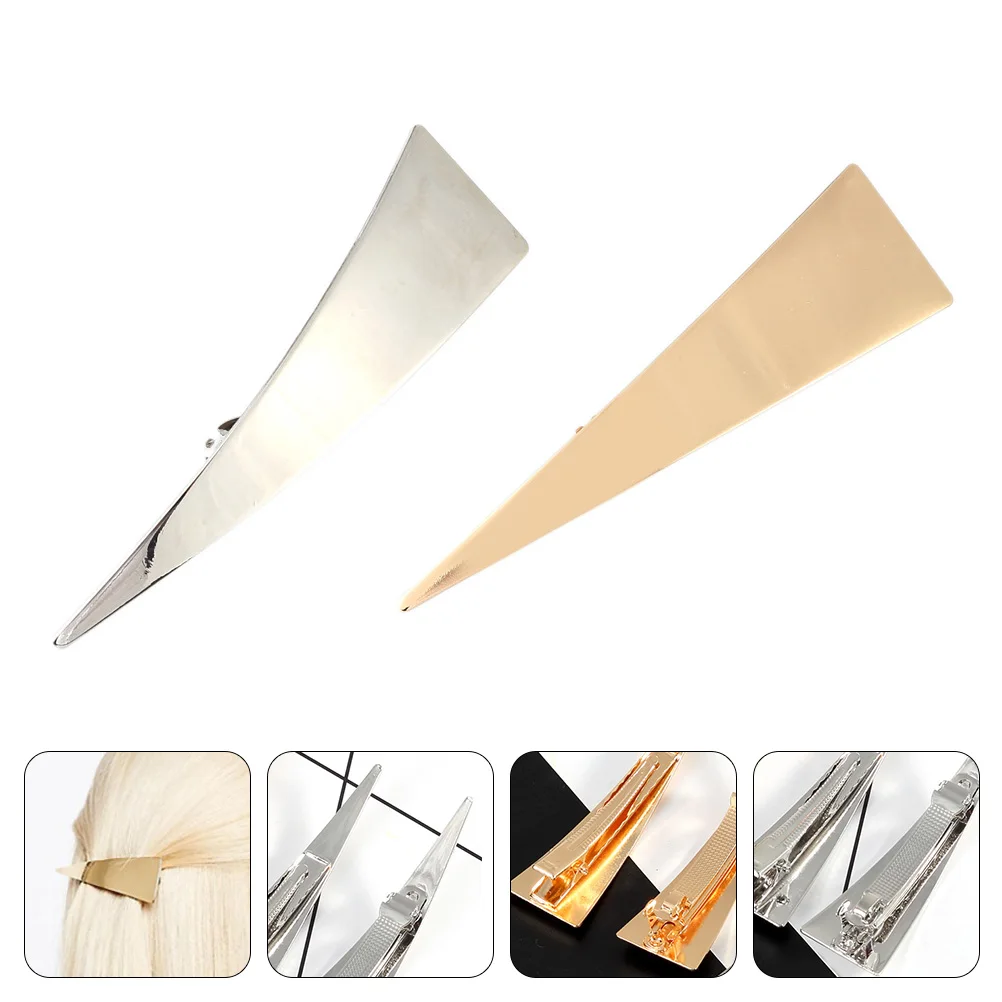 

2pcs Triangle Barrettes Duckbill Hair Clips For Women Non-Slip Lightweight Zinc Alloy Hairdressing Clips Thick Thin Curly