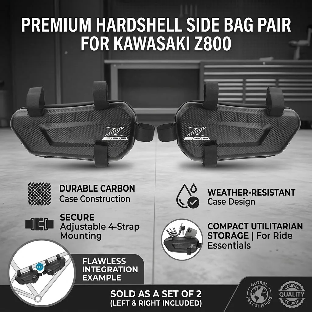 EVA Hard Shell Thickened Fabric Motorcycle Storage Bag Side Bag With LOGO For KAWASAKI Z750 Z800 Z9000 Z1000 2013 2014 2015