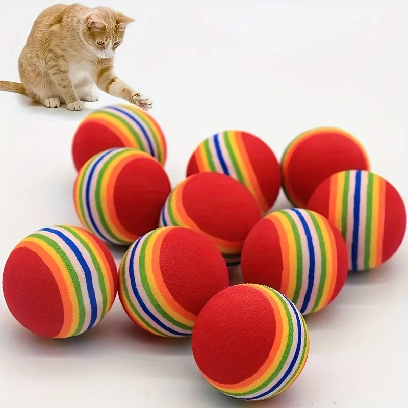 1/9 Stück Katzenspielbälle zur Selbstunterhaltung, Langeweilebekämpfung, Regenbogenfarben, Schaumstoff-Teasing-Bälle für Kätzchen, interaktive Spielzeuge, lustiges Haustiergeschenk – Detail 16