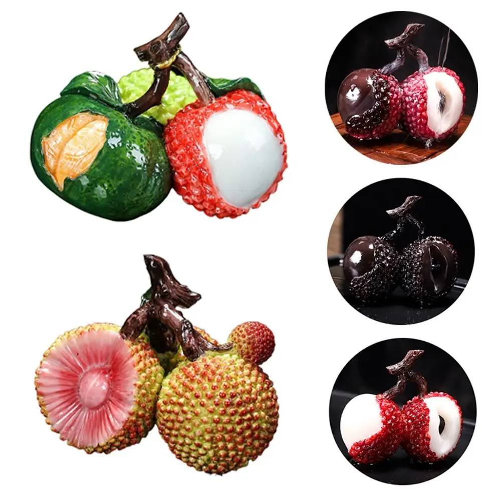 تغيير لون الشاي الصيني حفل شاي الحيوانات الأليفة الراتنج سطح المكتب الحلي الشمع التوت الرمان الشاي اللعب مجموعة الملحقات