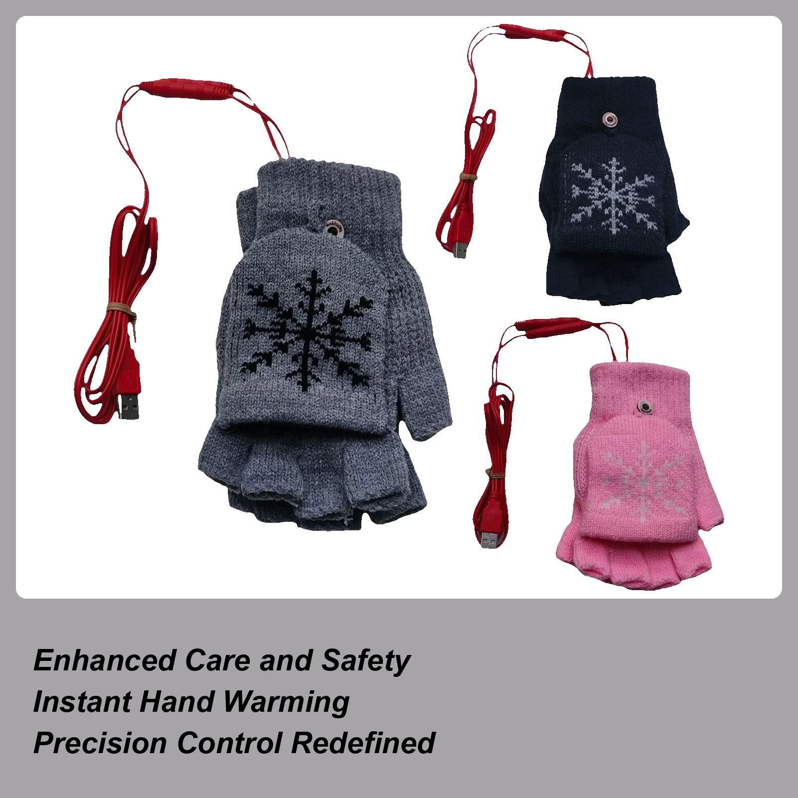 

USB Heated Fingerless Gloves, Rechargeable Hand Warmers for Outdoor Activities, Cold Weather Gear for Men Women Winter Sports