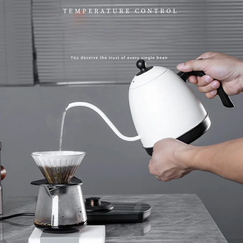 800ML Intelligent Constant Temperature Electric Kettle Hand Brew Coffee Pot Gooseneck Fine-mouth Stainless Steel Teapot Kettles