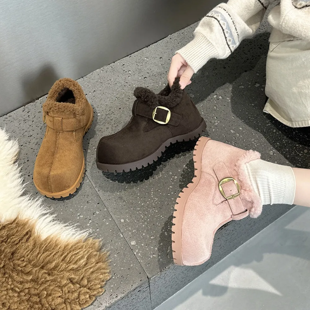 Women's Platform Loafers Inner Height Increasing Women's Shoes Piled and Thickened Warm Cotton Shoes Women's Winter Shoes view 6