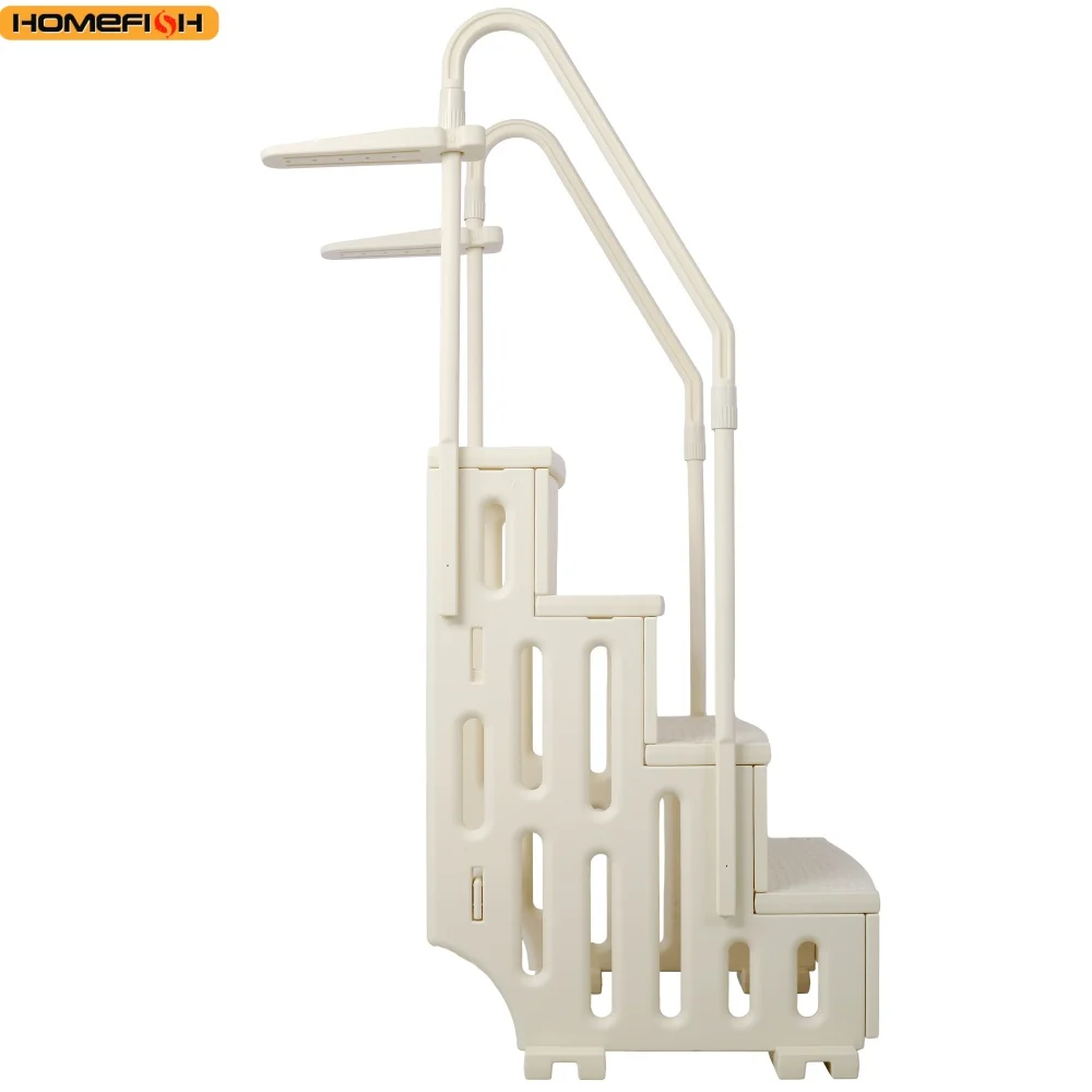 VEVOR Escalera para Piscina, 4 Escalones con Pasamanos Dobles Resistentes Antideslizantes, Carga 181,4kg, para Piscinas Enterradas Elevadas con Cualquier Superficie Cubierta, 874 x 808 x 1985 mm
