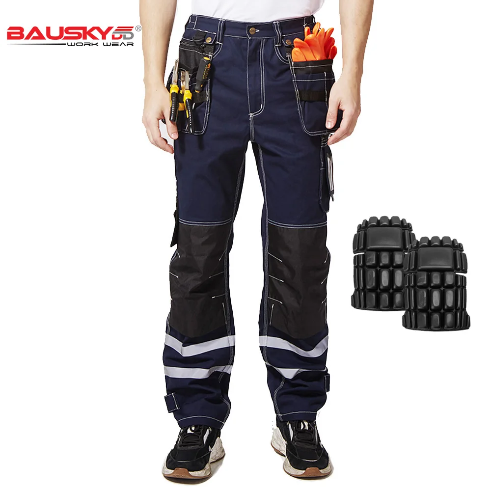 Carperner Work Pants  Mens Cargo Trousers Construction Working Pants With Reflective Tapes Knee Pockets